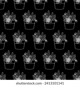 Seamless pattern of a flowerpot. Vector stock illustration eps10.
