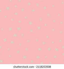 Seamless pattern with flowers. Abstract cute pattern with grey flowers on a pink background. Random, chaotic pastel background with daisies.