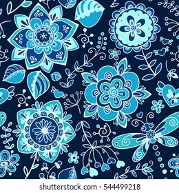 Seamless pattern with flowers. Abstract floral background