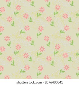 seamless pattern with flowers and abstract shapes