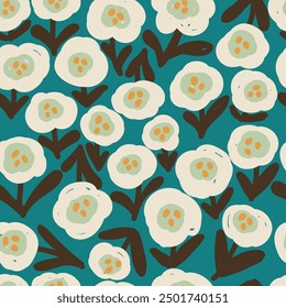 Seamless pattern with flowers. Abstract vector texture for textile, fabric, wrapping paper.