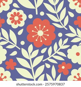 Seamless pattern with flowers, Abstract wildFlower and leaves abstract doodle flowers, Design for print, fabric texture wallpaper, clipart,wall art for home decoration.