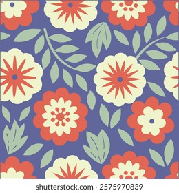 Seamless pattern with flowers, Abstract wildFlower and leaves abstract doodle flowers, Design for print, fabric texture wallpaper, clipart,wall art for home decoration.