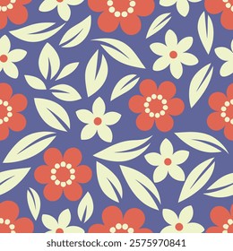 Seamless pattern with flowers, Abstract wildFlower and leaves abstract doodle flowers, Design for print, fabric texture wallpaper, clipart,wall art for home decoration.