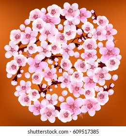 Seamless Pattern with flowers. Apricot, peach, cherry, plum.  Vector illustration. Springtime. flowers. 