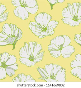 seamless pattern of flowers arranged on yellow background