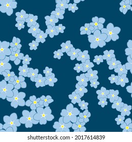 Seamless pattern flowers and background blue vector illustration Use for wallpaper