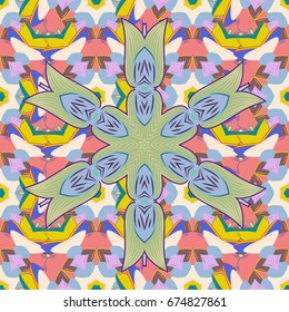 Seamless pattern with flowers. Background. Mandala vector floral flower oriental coloring book page outline template carpet.