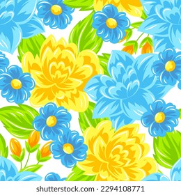 Nahtloses Muster mit Blumen. Schöner Blumenstrauß. Natürliche Illustration.