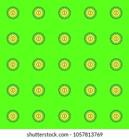 Seamless pattern, flowers and a bee on a green background, wallpaper for a design