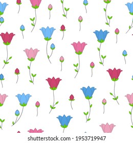 Seamless pattern of flowers bells