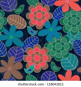 Seamless pattern with flowers and  birds