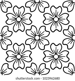 Seamless pattern with flowers. With a black clover on a white background. Vector illustration.