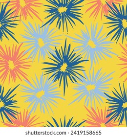 Seamless pattern of flowers in black and gold color. Colorful flower seamless pattern illustration.