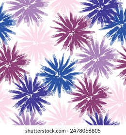 Seamless pattern of flowers in black and gold color. Fucsia color background dominant.