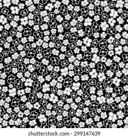Seamless pattern with flowers. Black & White  vector floral background.