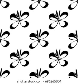 Seamless pattern with flowers. Black and white abstract background. Vector EPS 10