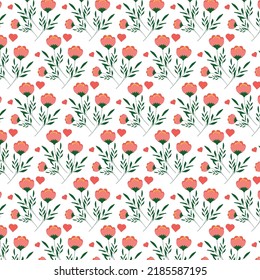 Seamless pattern with flowers. Blooming garden. Vector illustration. White background.