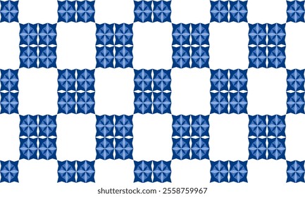 seamless pattern with flowers, seamless pattern with blue and white flowers, light blue flower on block of blue background background design for fabric print, ceramic Japanese style checkerboard