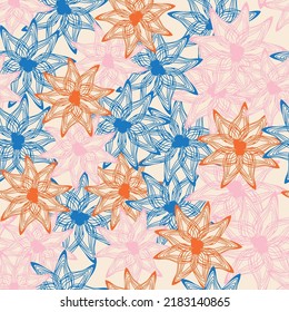 Seamless pattern with flowers. Botanical vector background, print, design