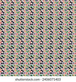 Seamless pattern of flowers with bow tie. Orange purple flowers background.
