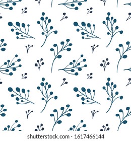 Seamless pattern of flowers and branches in doodle style. Simple Linear cute plants isolated on white background.
For wrappers, background, wallpaper, fabric
