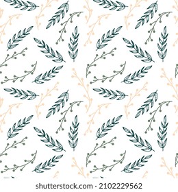 Seamless pattern flowers and branches Easter design. Vector. Isolated