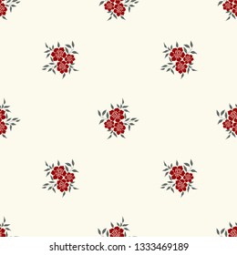 
seamless pattern of flowers, branches and leaves