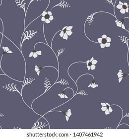 seamless pattern of flowers, branches and leaves