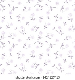 seamless pattern of flowers, branches and leaves
