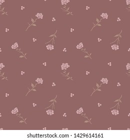 seamless pattern of flowers, branches and leaves