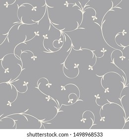 seamless pattern of flowers, branches and leaves