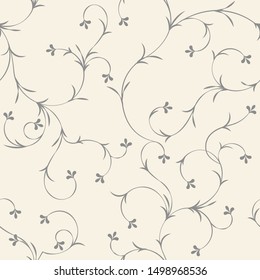 seamless pattern of flowers, branches and leaves