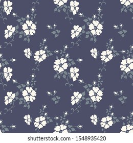 seamless pattern of flowers, branches and leaves