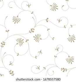 seamless pattern of flowers, branches and leaves