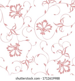 seamless pattern of flowers, branches and leaves