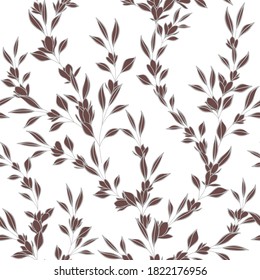 seamless pattern of flowers, branches and leaves
