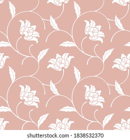 seamless pattern of flowers, branches and leaves