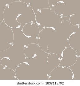 seamless pattern of flowers, branches and leaves