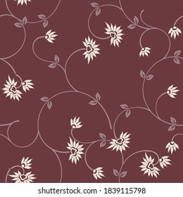 seamless pattern of flowers, branches and leaves
