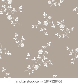 patrón ininterrumpido de flores, ramas y hojas