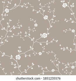 seamless pattern of flowers, branches and leaves