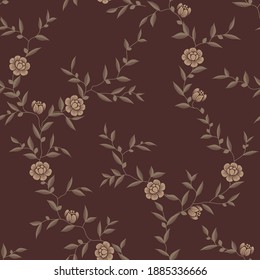 seamless pattern of flowers, branches and leaves