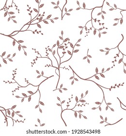 seamless pattern of flowers, branches and leaves