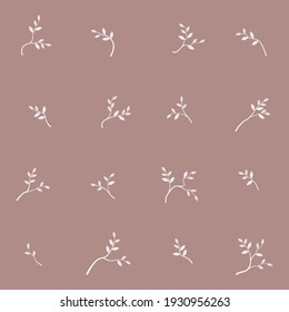 seamless pattern of flowers, branches and leaves