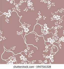 seamless pattern of flowers, branches and leaves