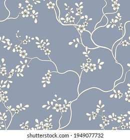 seamless pattern of flowers, branches and leaves