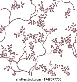 seamless pattern of flowers, branches and leaves
