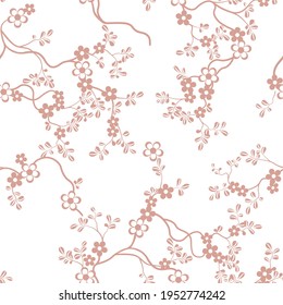 seamless pattern of flowers, branches and leaves