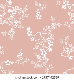seamless pattern of flowers, branches and leaves